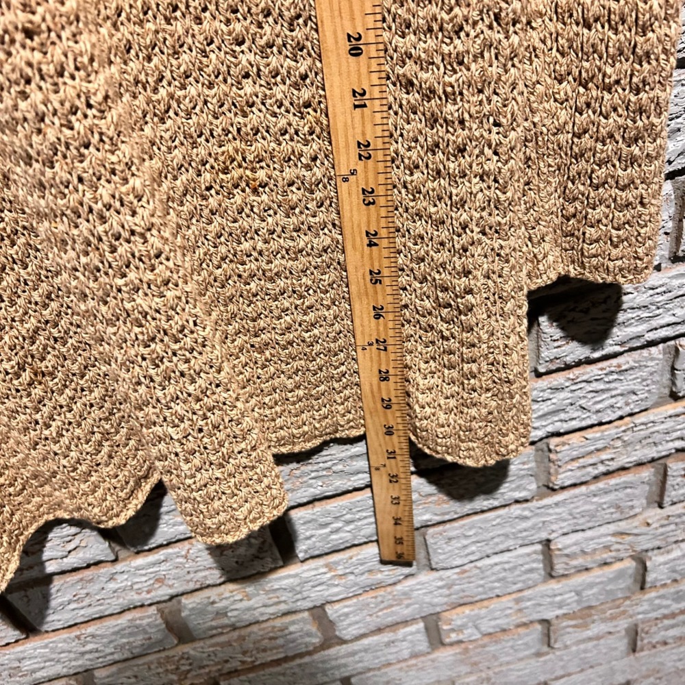 Lauren Ralph Lauren Tan Open Knit Crochet Scoop Neck Long Sleeve Sweater - Picture 5 of 7